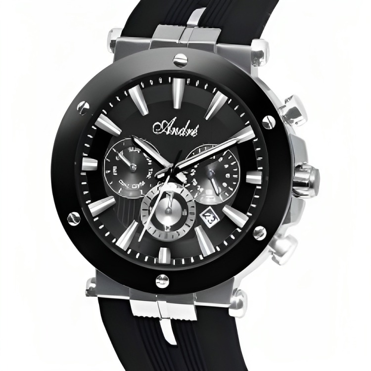 Reloj Caballero Deportivo Andre Manilla Silicona Color Negro